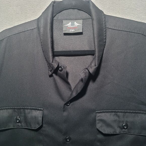 Biker Apparel Men's 2XL Button-Down Short-Sleeve‎ Shirt Black/Grey - Picture 2 of 3